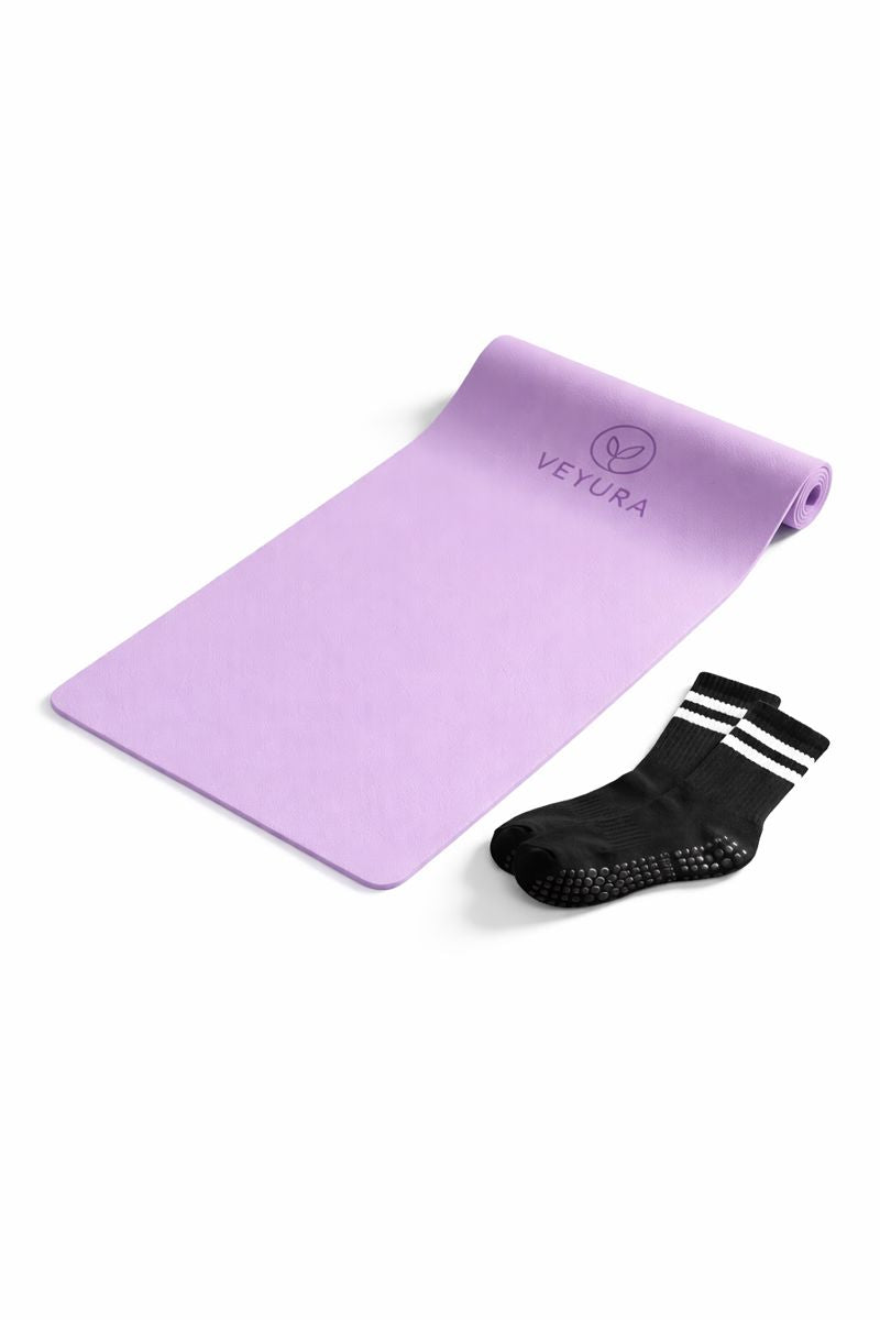 Veyura Yoga Set - Incl. eco anti-slip yogamat met 3 paar yogasokken