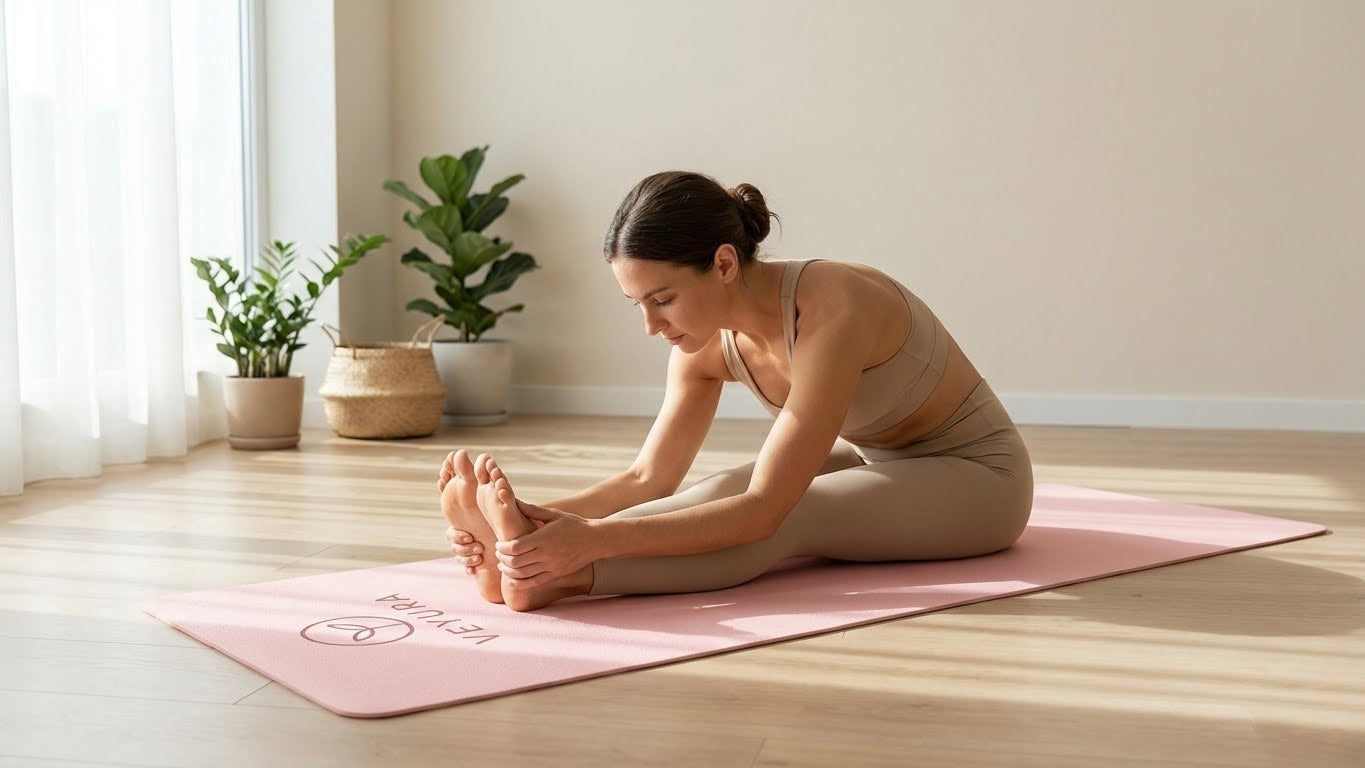 Veyura Dikke Yogamat Roze/Grijs TPE | Antislip & Duurzaam