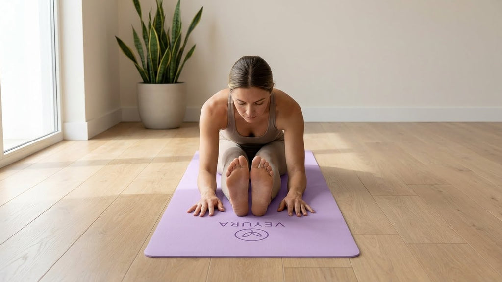 Veyura Dikke Yogamat Paars TPE | Antislip & Duurzaam