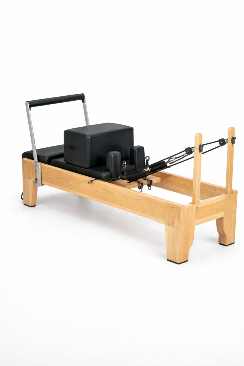 Eiken Pilates Reformer Zwart – Studio-kwaliteit voor professioneel gebruik